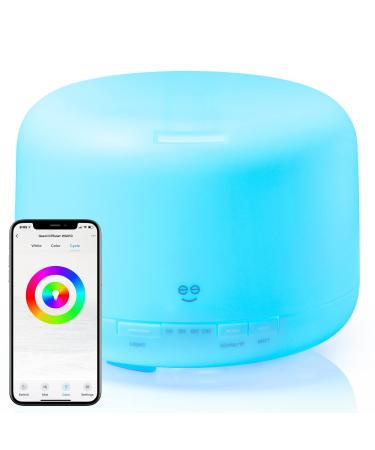 Smart WiFi Wireless Essential Oil Aromatherapy 500ml Ultrasonic Diffuser & Humidifier with Alexa & Google Home Phone App & Voice Control - Create Schedules - LED & Timer Settings- White