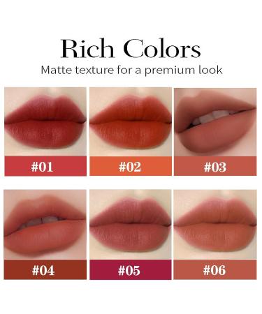 Buy 6 Colors Red Silky Velvet Matte Lipstick | Waterproof & Long-Lasting | Infused with Vitamin E | 24-Hour Smudge-Proof Makeup Gift for Women - Buy Online on GoSupps.com