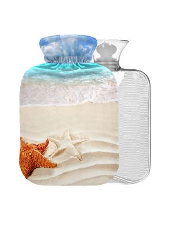 Seestern beach summer hot water bottle with cover 1 l small warm stairway for pain relief headache neck and shoulders BPA-free
