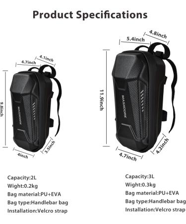 MASXODRK Universal Scooter Bag - Waterproof Handlebar Bag for Scooter/E-Bike/Motorcycle/Bicycle - Large Capacity & Portable EVA Storage Bag for Charger, Repair Tools, Phone - 3L - Buy Online on GoSupps.com