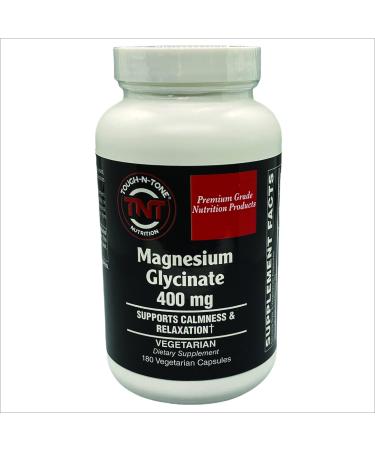 TOUGH-N-TONE Magnesium Glycinate 400 mg Capsules Maximum Absorption Vegan/Vegetarian No Gluten No Soy and No Dairy Free Relaxation 180 capsules 180.0