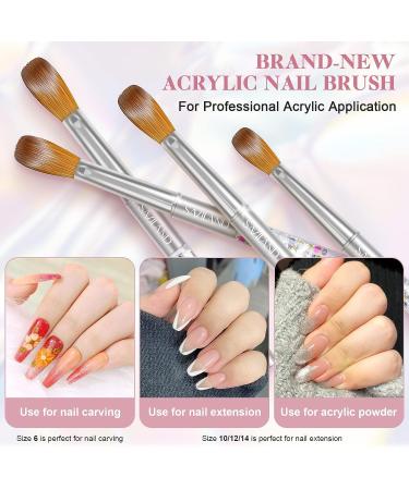 Saviland Kolinsky Acrylic Nail Brush Set - Professional Brushes for Acrylic Nails Extension & 3D Nail Carving - Sizes 6/10/12/14 - Buy Online on GoSupps.com