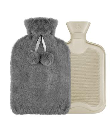 Hot Water Bottle Jsdoin 2L Hot Water Bottle with Super Soft Fleece Cosy Cover Large Hot Water Bottle Hand Feet Warmer Neck and Shoulder Pain Relief Short