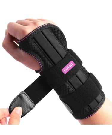 Wrist Brace for Carpal Tunnel Relief Night Support for Women Men Maximum Support Hand Brace with 3 Stays Adjustable Wrist Support Splint for Right Hand for Tendonitis Arthritis Sprains - Right S/M Black Rose Red S/M-Right Hand