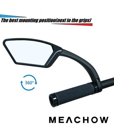 MEACHOW Bike Mirror ME-002 - Scratch Resistant Glass Lens, Rotatable, Safe Rearview Mirror - Silver, Left Side - Buy Online on GoSupps.com