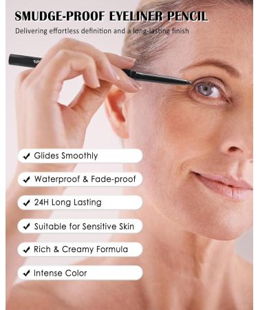 Black & Brown Eye Liner Pencils for Older Women 2 Pcs Matte Cream Retractable Eyeliner Waterline Long Wear Waterproof Smudge-Proof Gel Eyeliner Pencil Built in Sharpener Eye Liner for Sensitive Eyes 01+02# Black+brown - Buy Online on GoSupps.com