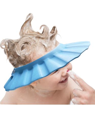 Baby Shower Cap Soft Adjustable Baby Bath Head Cap Visor for Washing Hair Shower Bathing Protection Bath Cap for Toddler, Baby, Kids, Children (Blue)