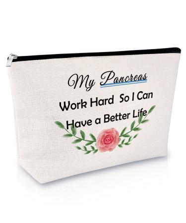 Diabetes Gift for Women Makeup Bag Diabetes Warrior Gift Diabetes Awareness Gifts Diabetes Support Gifts for Grandma Mom Christmas Gifts for Her Diabetic Emergency Supply Bag Cosmetic Travel Pouch