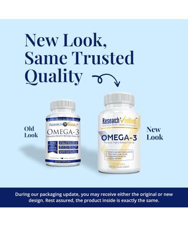 Research Verified Omega 3-1800mg Omega 3 Fish Oil - High 900mg EPA + 600mg DHA - No Aftertaste - 60 Softgel Capsules - 3 Bottles - Buy Online on GoSupps.com