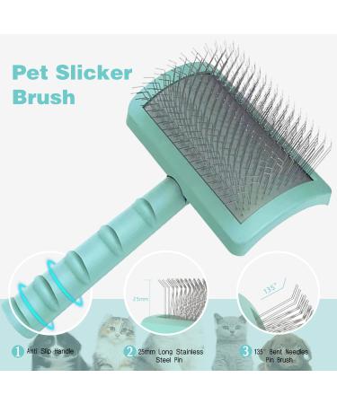 Large Firm Slicker Brush for Goldendoodles - Extra Long Pin Wire Brush for Dogs - Green - 25mm - Pet Grooming Tool for Deshedding and Undercoat Removal - Buy Online on GoSupps.com