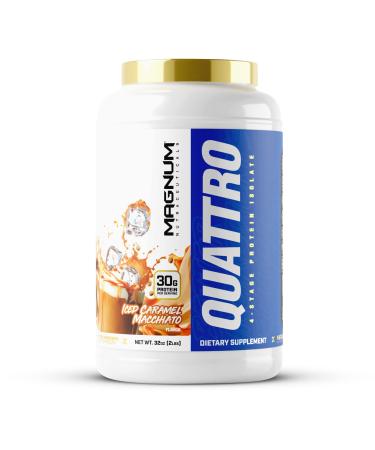Magnum Nutraceuticals Quattro Whey Protein Powder, Iced Caramel Macchiato 2lb Premium Protein Isolate Blend for Muscle Growth & Recovery