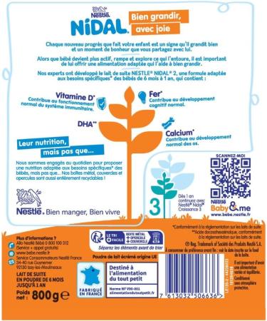 Nestl Nidal 2 Baby Milk Powder 6 to 12 Months - Box of 800 g - Buy Online on GoSupps.com