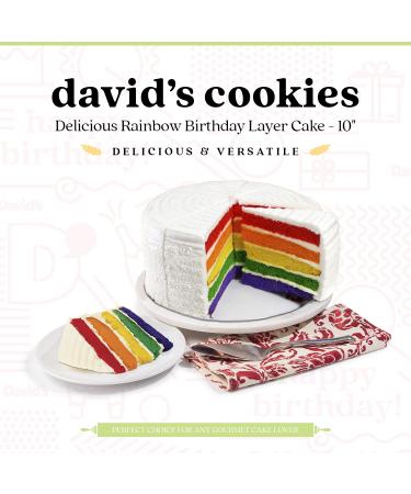 David's Cookies Layered Rainbow Cake - Fresh Gourmet Bakery Dessert, Pre-sliced 14 pcs, 5 Colorful Layers, Great Gift Idea for Women, Men, Kids - Buy Online on GoSupps.com