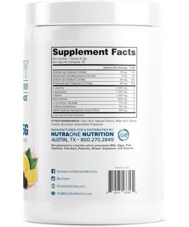NutraOne Amino Energy BCAA Powder - Pre-Workout Supplement with Caffeine - Blackberry Lemonade - 30 Servings - Fuel & Recover Efficiently - Buy Online on GoSupps.com