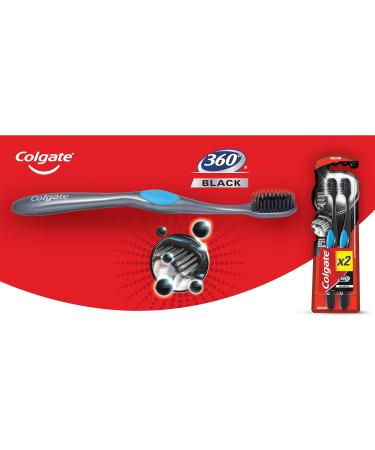 Colgate 360 Black Toothbrush Medium - 2 Pack | International Shipping - Buy Online on GoSupps.com