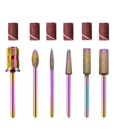 MelodyBetty Nail Drill Bits Set for Nails, 6pcs Cuticle Nail Bits for Electric Nail Drill, Manicure Pedicure Remover Tools for Acrylic Gel Nails, Salon Home Nail Supplies with Sanding Bands
