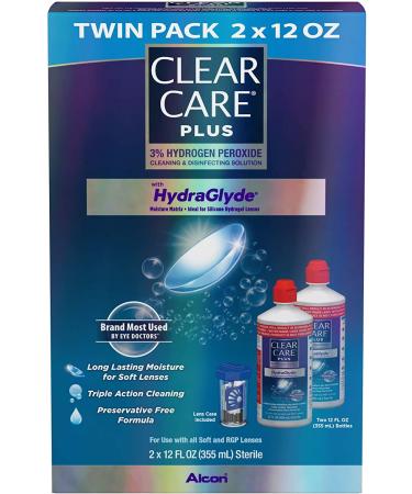 Clear Care Plus Cleaning Solution Twin Pack - 24 Oz Multi 12 Oz with Lens Case - Pack of 2 - Buy Online on GoSupps.com