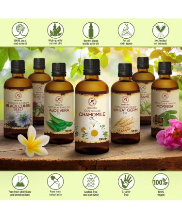 Chamomile Oil 100ml - Natural Chamomilla Oil for Face Nails Hands & Hair | Massage & Personal Care - Buy Online on GoSupps.com