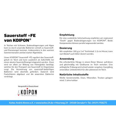 KOIPON Oxygen +FE 2.5kg | Boost Pond Oxygen Levels | Immediate Relief for Oxygen Deficiency - Buy Online on GoSupps.com