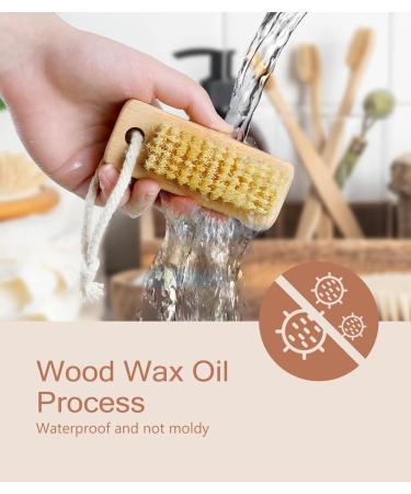 Larbois 2Pack Wooden Nail Brushes for Cleaning Fingernails - Beechwood Nail Scrub Brush with Hanging Rope - Natural - Buy Online on GoSupps.com