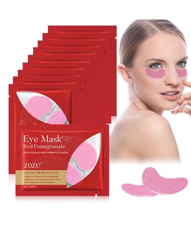 10 Pairs Crystal Collagen Under Eye Patches Hydrating Under Eye Gel Pad Under Eye Treatment Mask for Dark Circles Puffy Eyes Anti Wrinkle Fine Lines Skincare for Women and Men (Pomegranate)