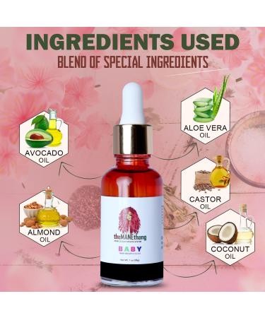 THEMANETHANG Organic Baby Hair Growth Oil - Coconut, Olive, Castor, Tea Tree Oil Blend - Buy Online on GoSupps.com