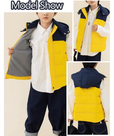 Happy Cherry Kids' Winter Puffer Vest - Lightweight & Warm Hooded Gilet | 4-5 Years | Yellow - Buy Online on GoSupps.com