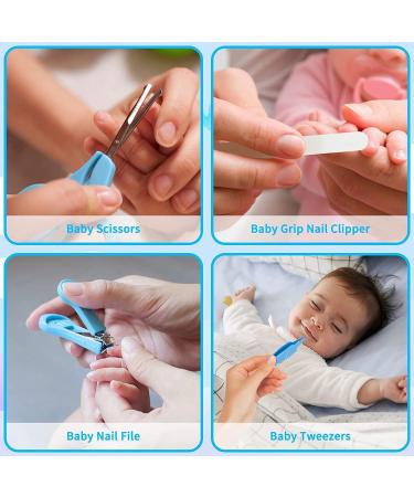 Baby Grooming Kit - 26 in 1 Nursery Essentials Baby Registry Shower Gift for Newborns Infants Toddlers Boys Girls Kids-Safety Baby Comb Brush Finger Toothbrush Nail Clippers Scissors(Blue) - Buy Online on GoSupps.com