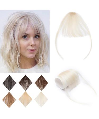 SEGO Clip in Air Bangs 3g Wispy Bangs One Piece 100% Remy Human Hair Front Fringe Bangs Hairpiece Neat Air Bangs with Temples for Women-Platinum Blonde Air bangs(3g) A-Platinum Blonde