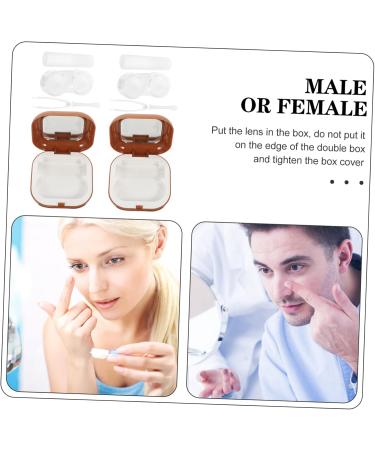 Buy Homsfou 2-in-1 Contact Lens & Makeup Mirror Case - Travel Cosmetic Box - Brown ABS Compact & Stylish - 7.3x7.3x2.6cm - Buy Online on GoSupps.com