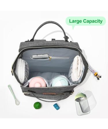 Yuniss Multifunctional Diaper Backpack - Large Waterproof Baby Bag with Bed Diaper Pad & Stroller Belt - Dark Gray - Buy Online on GoSupps.com