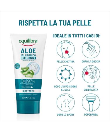  Equilibra Equilibra Aloe Hyaluronic Dermo-gel Aloe Vera Gel 150 ml 97% Naturally Derived Ingredients with Aloe Vera and Hyaluronic Acid Moisturizing Ideal as an After-Sun Treatment for Dry Skin - Buy Online on GoSupps.com