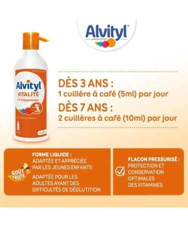 Alvityl - Multivitamin oral solution - 11 vitamins 100% of NRV - From 3 years old fruity taste - 150mL - Buy Online on GoSupps.com