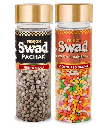 Panjon Swad Jeera Goli & Coloured Saunf Pachak (Mukhwas Mouth Fresheners) 2 Bottles 320g