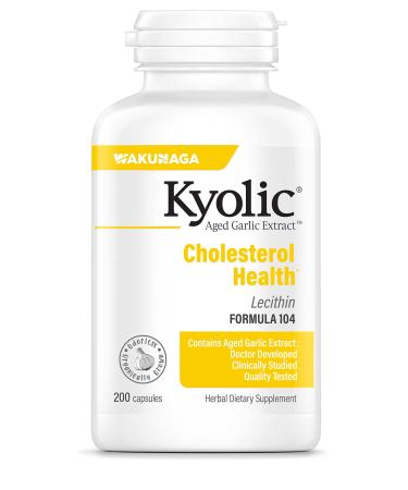 Kyolic Aged Garlic Extract Formula 104 Cholesterol Health, 200 Capsules (Packaging May Vary)