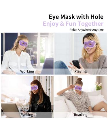 Cavoilu Sleep Mask 2-Pack with Gel Eye Mask for Dark Circles - Hot & Cold Reusable Eye Masks for Stress Relief - Purple - Buy Online on GoSupps.com