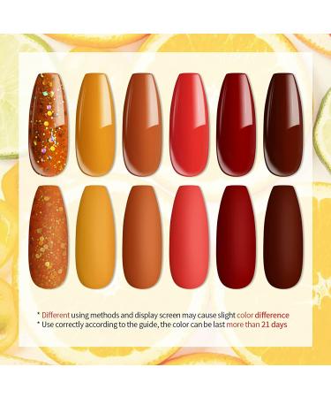 UR SUGAR Fall Gel Nail Polish Set - 6 Autumn Colors Maple Pumpkin Red Orange Glitter Kit for Thanksgiving & Halloween Gifts - Soak Off Nail Art Manicure Set for Women - Autumn Maple 6 Count - Buy Online on GoSupps.com