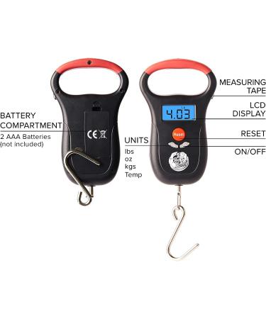Kraken Bass Fishing Scale - Portable Electronic Digital Weigh Scale with Measuring Tape - Buy Online on GoSupps.com