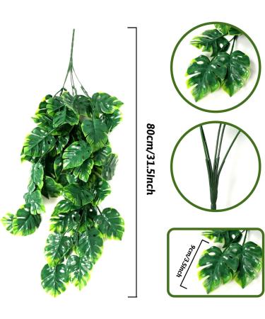 Quozio Monstera Hanging Plant - Artificial Tropical Leaves for Reptiles Terrariums & Home Decor - Ideal Wedding & Garden Wall Decoration - Buy Online on GoSupps.com