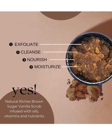 Natural Riches Brown Sugar Exfoliating Body Scrub with Vanilla - 12 oz | For Cellulite, Acne Scars, Stretch Marks | Exfoliation for Body & Face | Perfect Gift For Women - Buy Online on GoSupps.com