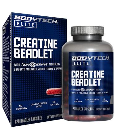 BodyTech Elite Creatine Beadlet - Supports Prolonged Muscle Feeding and Uptake (120 Beadlet Capsules)