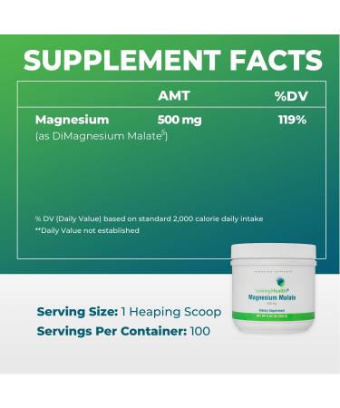 Seeking Health Magnesium Malate Powder 500mg - Sleep & Mood Support | High-Absorption Chelated Magnesium | Vegan (100 Servings) - Buy Online on GoSupps.com