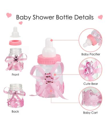 SOOJOY Girls Baby Shower Favors - 29 Pack 4 Bulk Pink Candy Bottles with Roses | Newborn Baptism & Birthday Party Centerpiece Decor - Buy Online on GoSupps.com