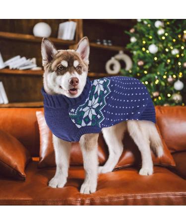 Katzinst Christmas Dog Sweater - Fleece Dog Sweater with Snowflake Pattern for Large Dogs (Labrador Jack Russell Weimaraner) - Blue XL - Buy Online on GoSupps.com