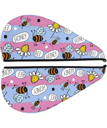 Microfiber Hair Drying Cap - Bees and Daisies Striped Soft Towel Wrap Quick Dry for Curly & Thick Hair - Buy Online on GoSupps.com