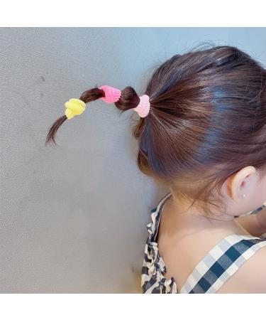400 Pcs Soft Rainbow Hair Ties for Toddler Girls - Ponytail Bands Stretch Elastics - Curly Kids Hair Accessories in Pink - Buy Online on GoSupps.com
