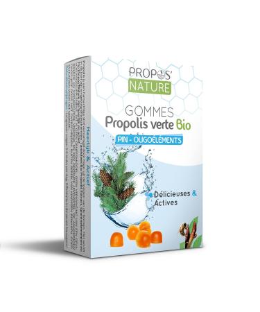 Organic Green Propolis Gums - Trace Elements & Pine - 45g - Sore Throat - Certified Organic - Made in France - Organic Scots Pine Essential Oil - PROPOS'NATURE