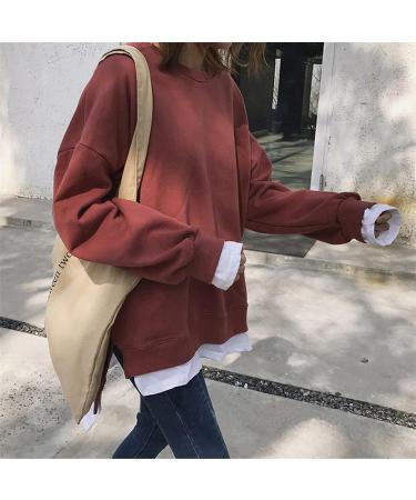 Women's Red Casual Hooded Sweatshirt - Loose Fit Long Sleeve Pullover Blouse Top (Medium) - Buy Online on GoSupps.com
