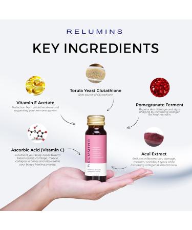 Relumins Glutathione Drink Helps Promote Brighter and Firm Skin Increases Skin Moisture for a Younger Looking Skin - pomegranate - Pack Of 2 - Buy Online on GoSupps.com