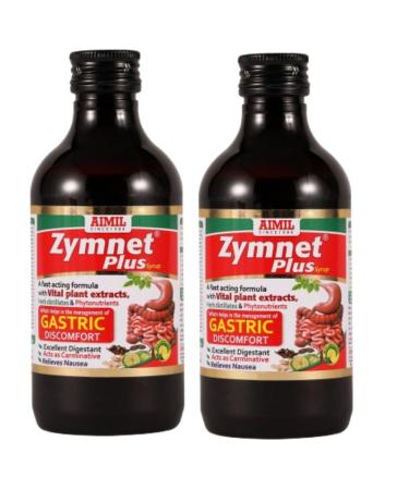 AIMIL Zymnet Plus Syrup for Digestive Health & Acidity| Relieves Gastric Discomforts| Abdominal Pains & Nausea | 200 ML (Pack of 2)